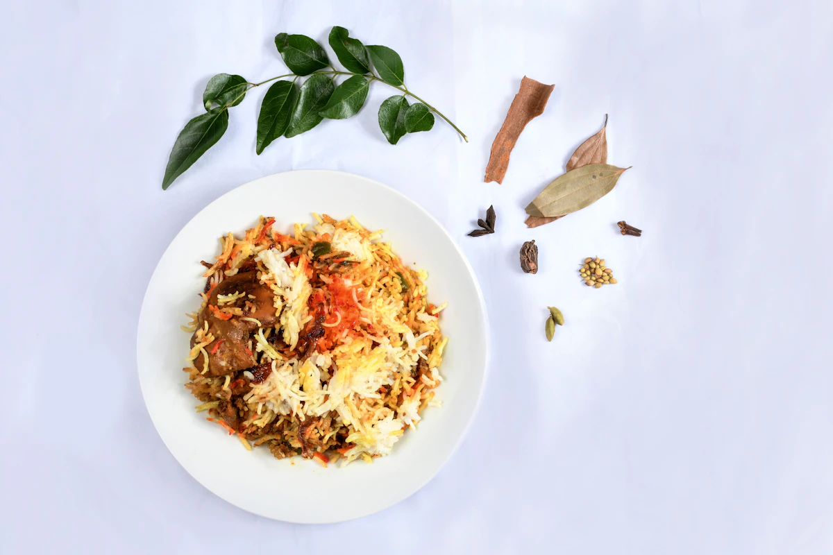 Hyderabadi dum biryani served at HBH